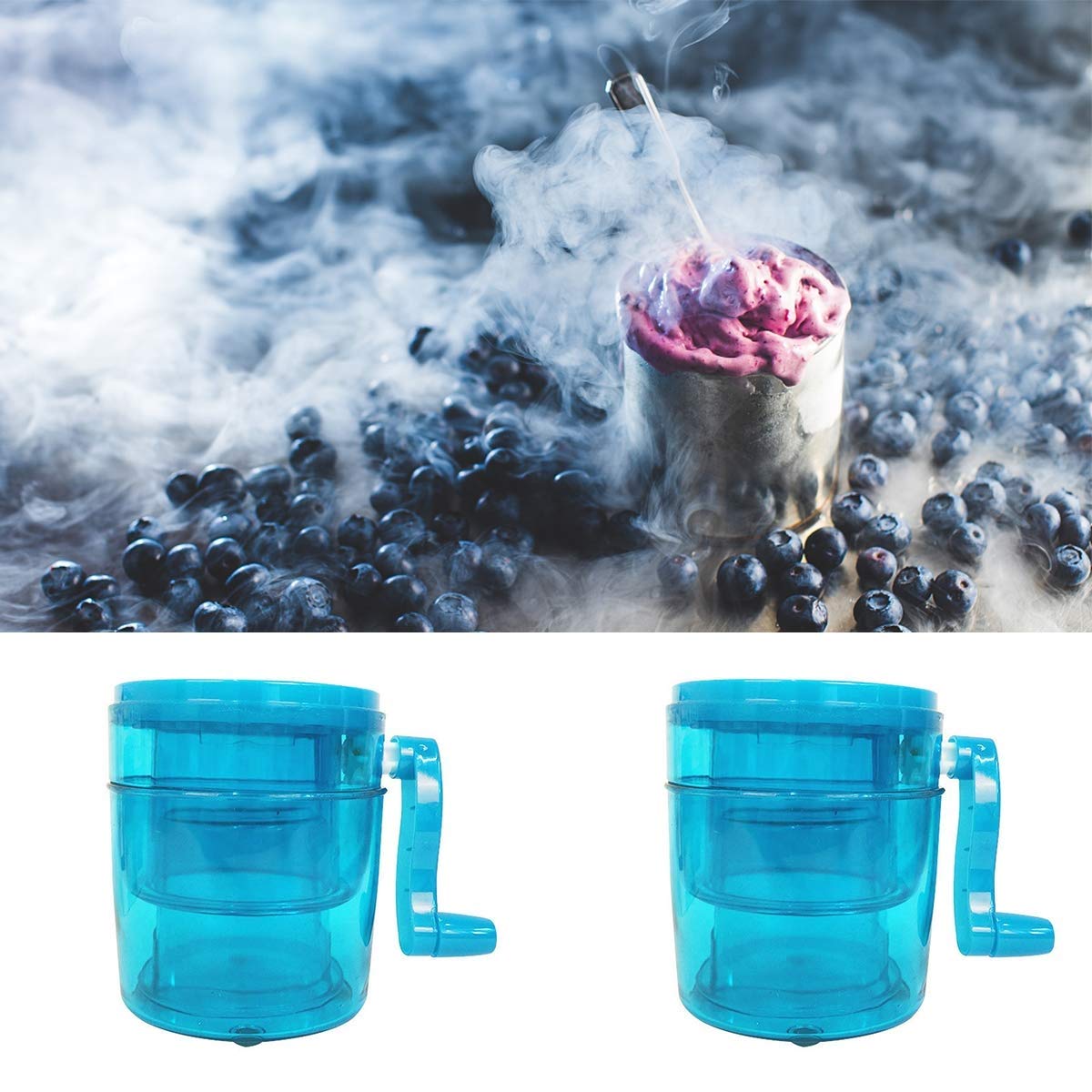 1. Trituradora de Hielo de 1L Trituradora de Hielo con manivela portátil Rompehielos Manual con Cuchillas de Acero Inoxidable
