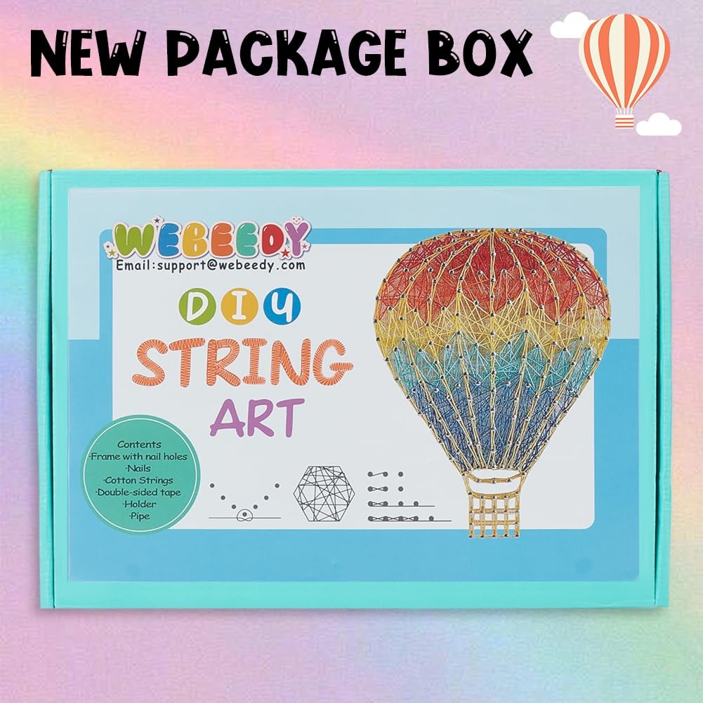 WEBEEDY 3D String Art Crafts Kit per Principianti Adulti e Bambini Fatti A Mano Mongolfiera Rifornimenti d'Arte Progetti di Artigianato Fai-da-Te Pacchetto Disegno Avvolgimento Set Regalo