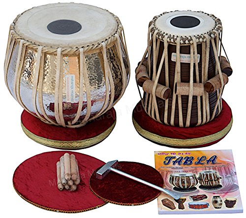 Maharaja Musicals Tabla Drum Set, Concert Quality, 4.5 Kg Chromed Copper Bayan, Sheesham Tabla Dayan with Padded Bag, Book, Hammer, Cushions, Cover, Tabla Instrument Indian (PDI-AAD)