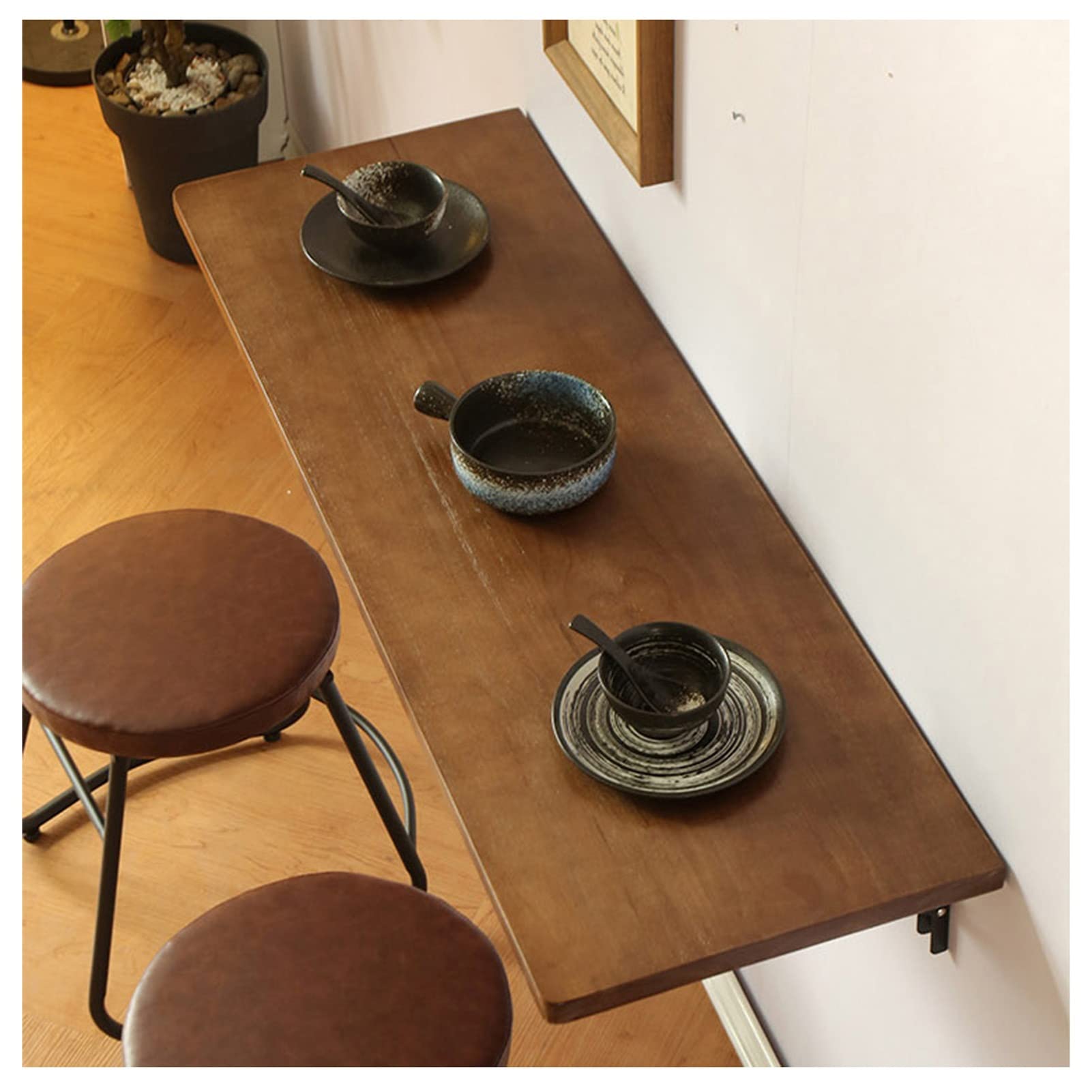 Table pliante murale en bois pour restaurant et repas de cuisine