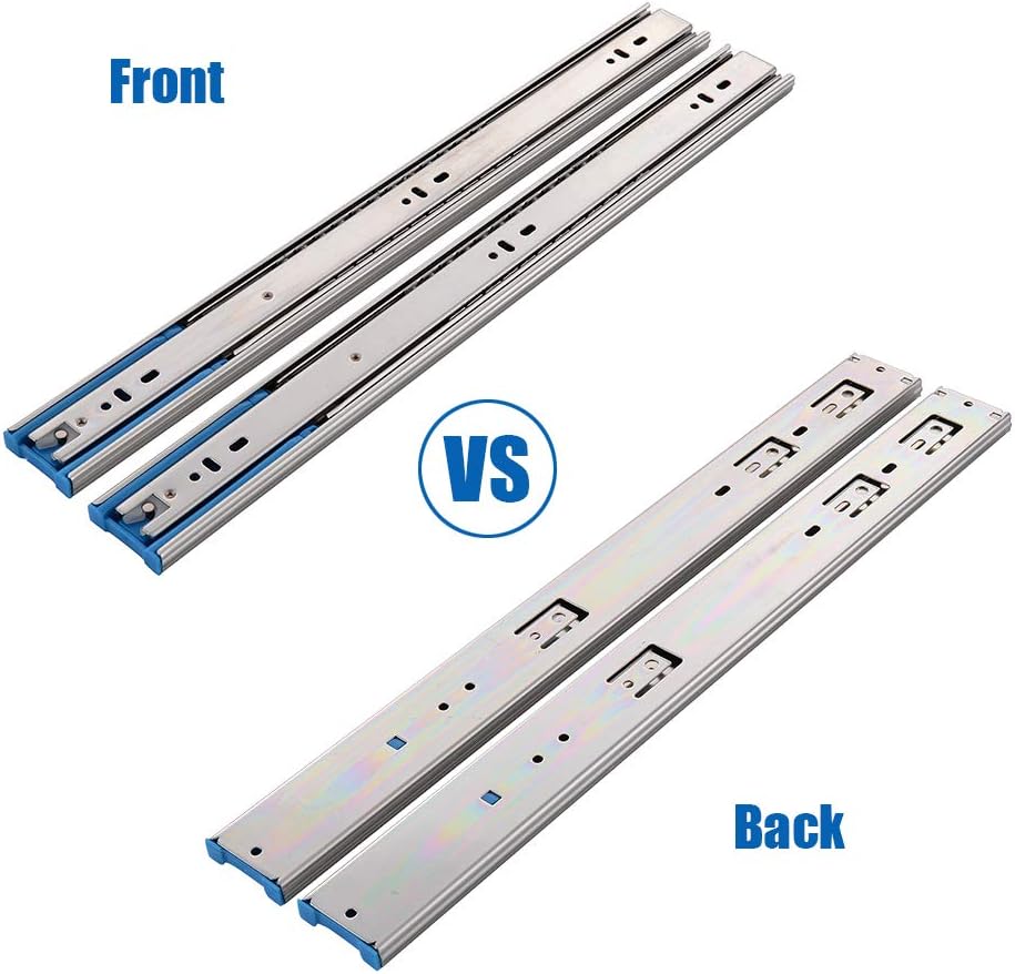 5 Pairs 16 Inch Soft Close Drawer Slides,3-Section Full Extension Metal Ball Bearing 110 LB Capacity Side Mount Slow Close Cabinet Drawer Hardware Slide Runner