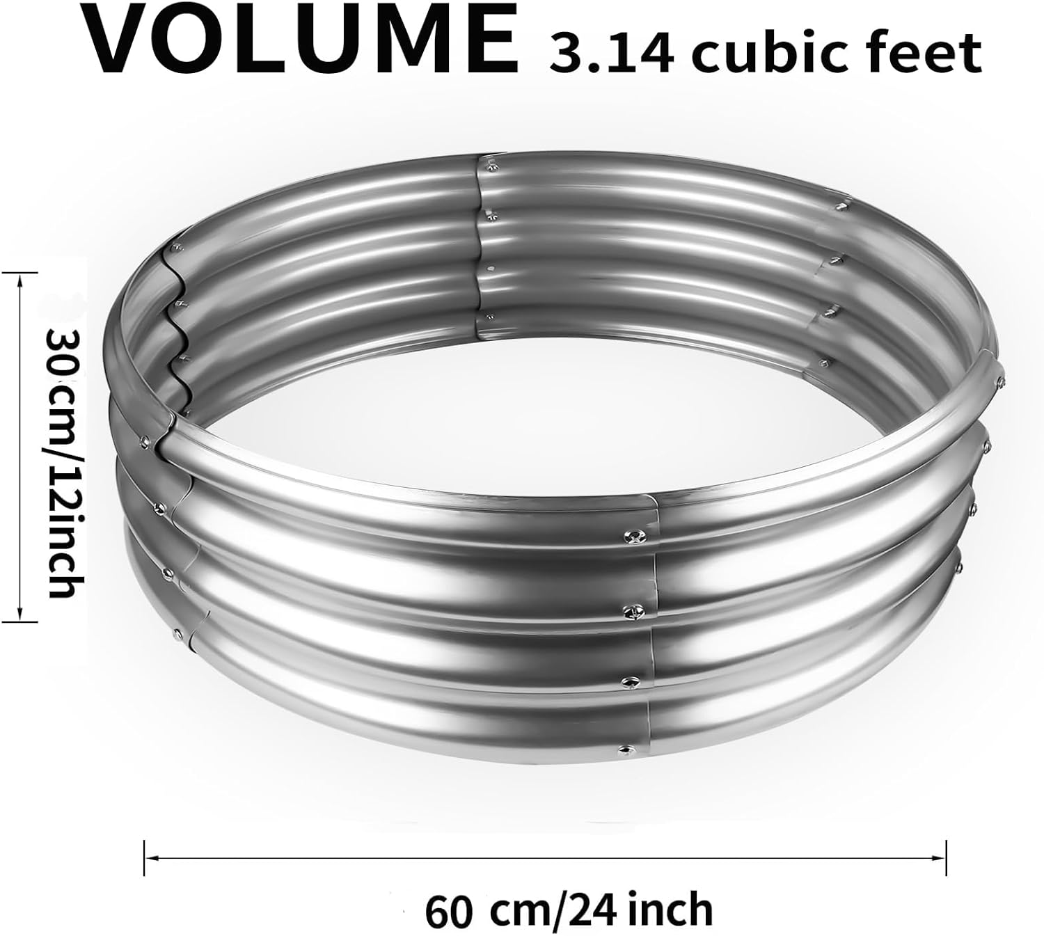 Galvanized Raised Garden Bed, Round Metal Planter Box for Vegetables, 2x2x1ft Outdoor Gardening Kit Flower Helb