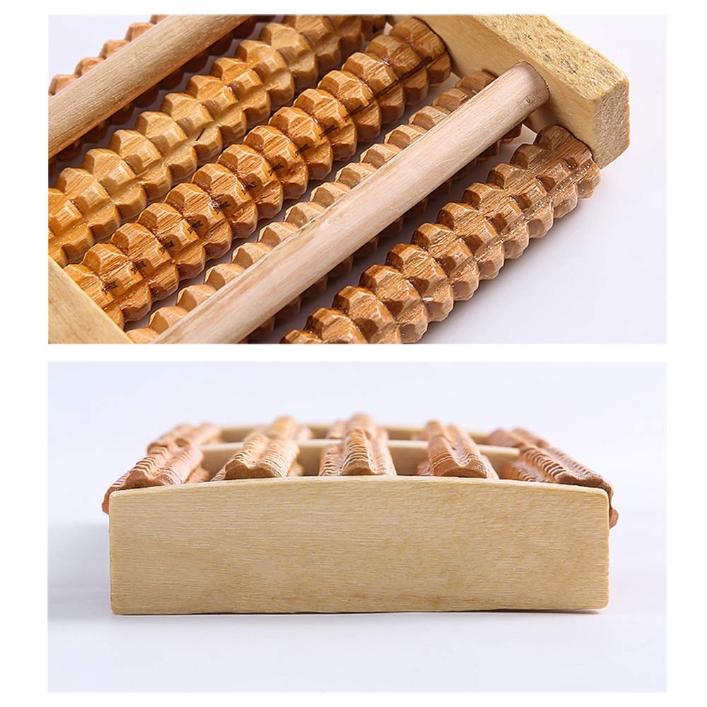MU Rodillo de madera portátil Tipo Masajeador de madera maciza, Bola de acupresión, Rodillo de masaje de pies: adecuado para pies, piernas, alivio de la presión Fascitis plantar