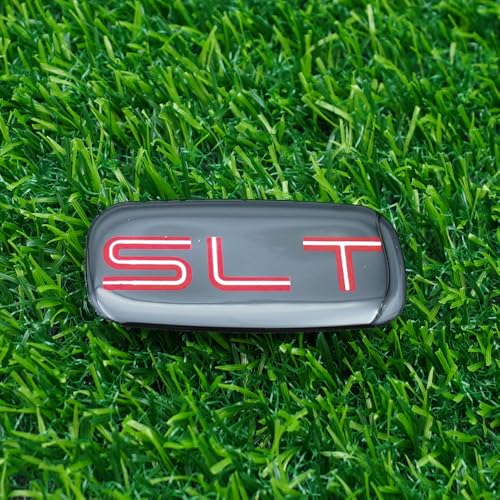 Image of Side Pillar Roof Cab Emblem Badge Nameplates Sticker Replacement for 2002-2007 inchSLT 2Pc (Black Red Chrome)