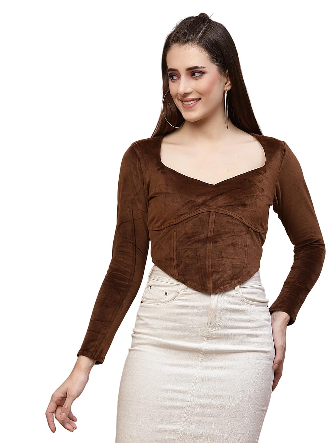 athena lifestyle Women and Girls Velour Regular Fit Long Sleeves Henley Neck Solid Knitted Smart Casual Sweatshirt-picture-28