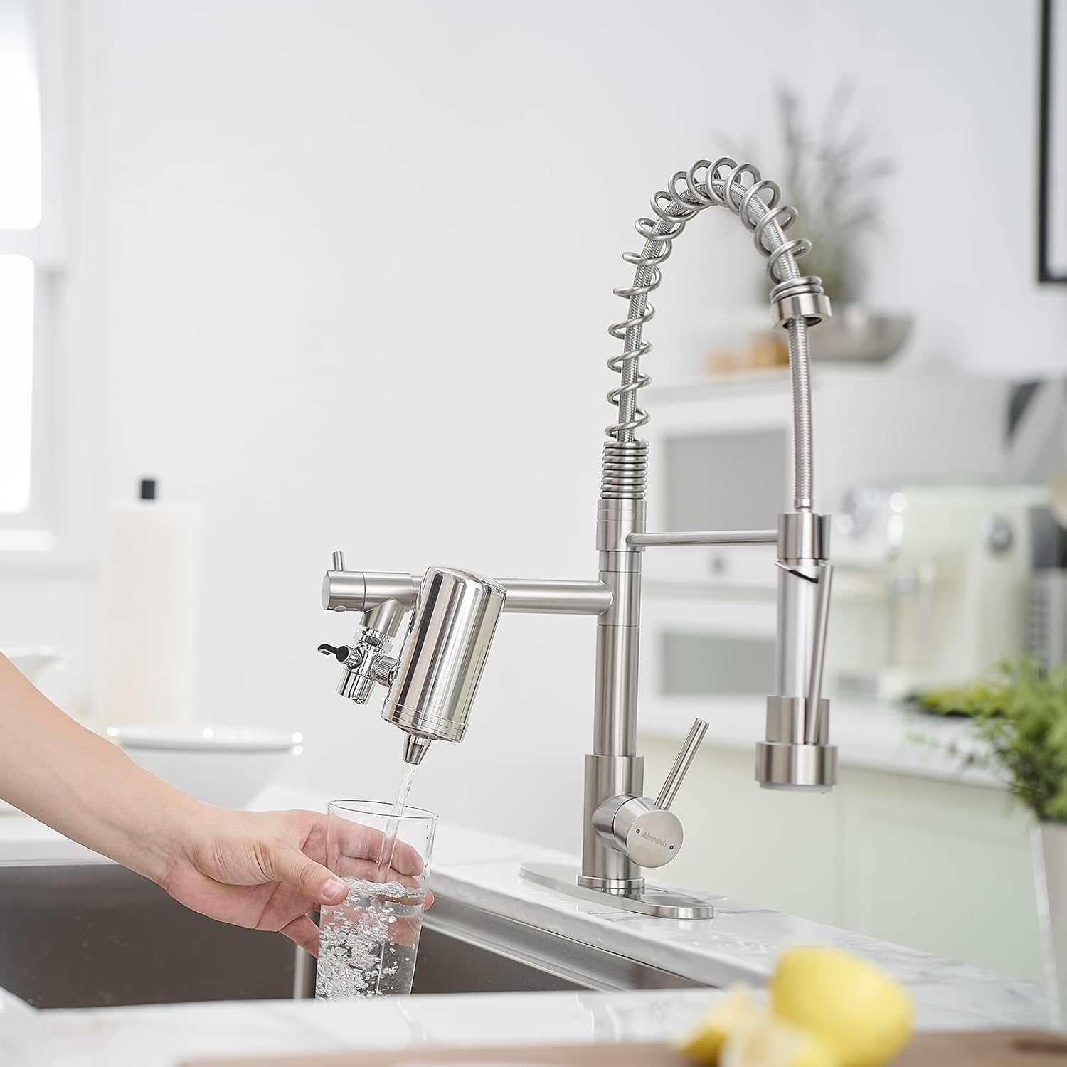AIMADI Faucet Mount Water Filter System White