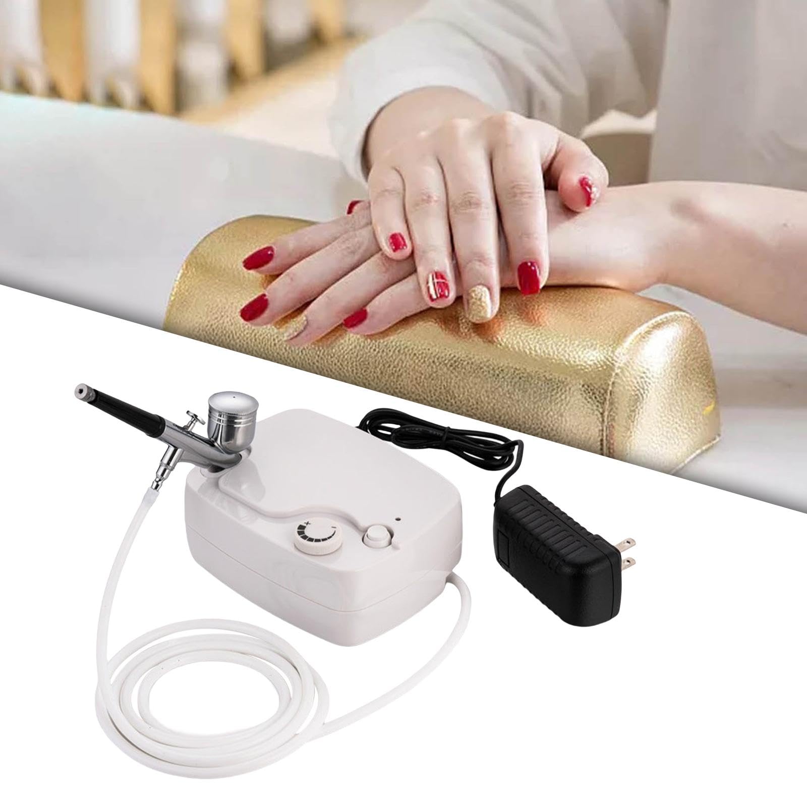 Aérographe Portatif Compresseur Kit Aérographe Ensemble Mini Aérographe Fonction Polyvalente Matériau Métal Facile à Nettoyer Utilisatio, Blanc