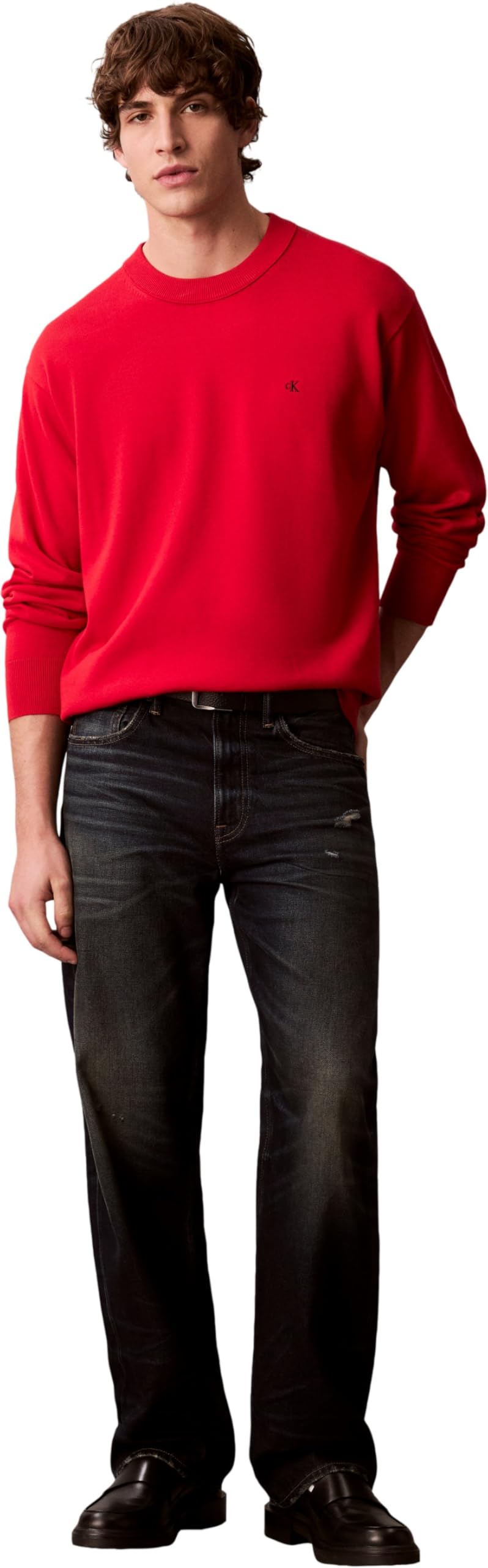 Calvin Klein Uomo Pullover Cotton Relaxed con Scollo Rotondo