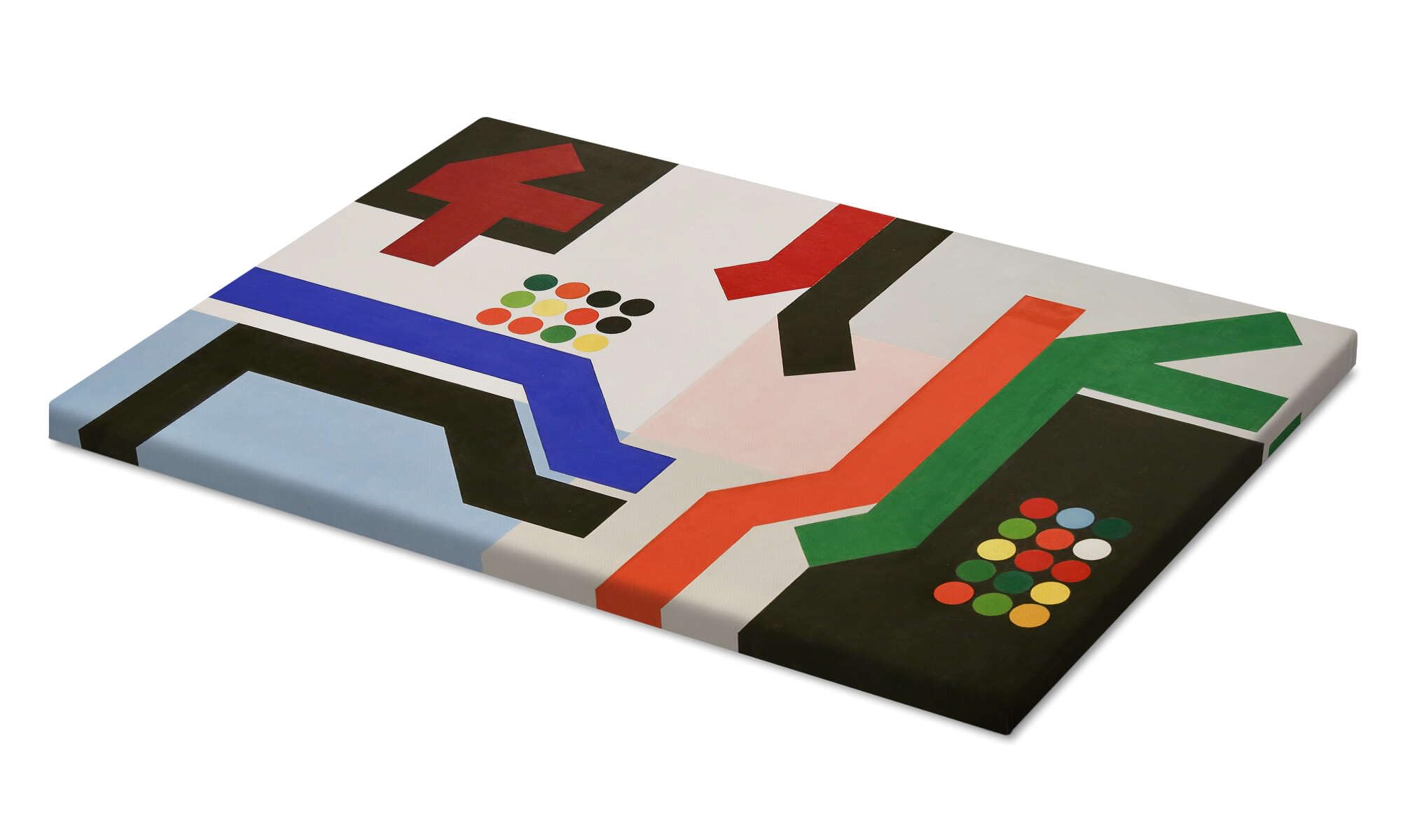 Zwölf Räume mit Flächen, eckigen Bändern und mit Kreisen, 1939 Leinwandbild | 100 x 70 cm von Sophie Taeuber-Arp Bunt Wandbilder Wanddeko