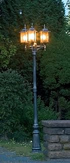 Konstsmide 7244-759 Milano Leaded Effect Triple Column Outdoor Light / 2.3m High / 3 x 75 W E27 Max Lamp Post / Leaded Effect Acrylic Glass / Aluminium / IP43 / Outside Light Antique Finish Matt Black