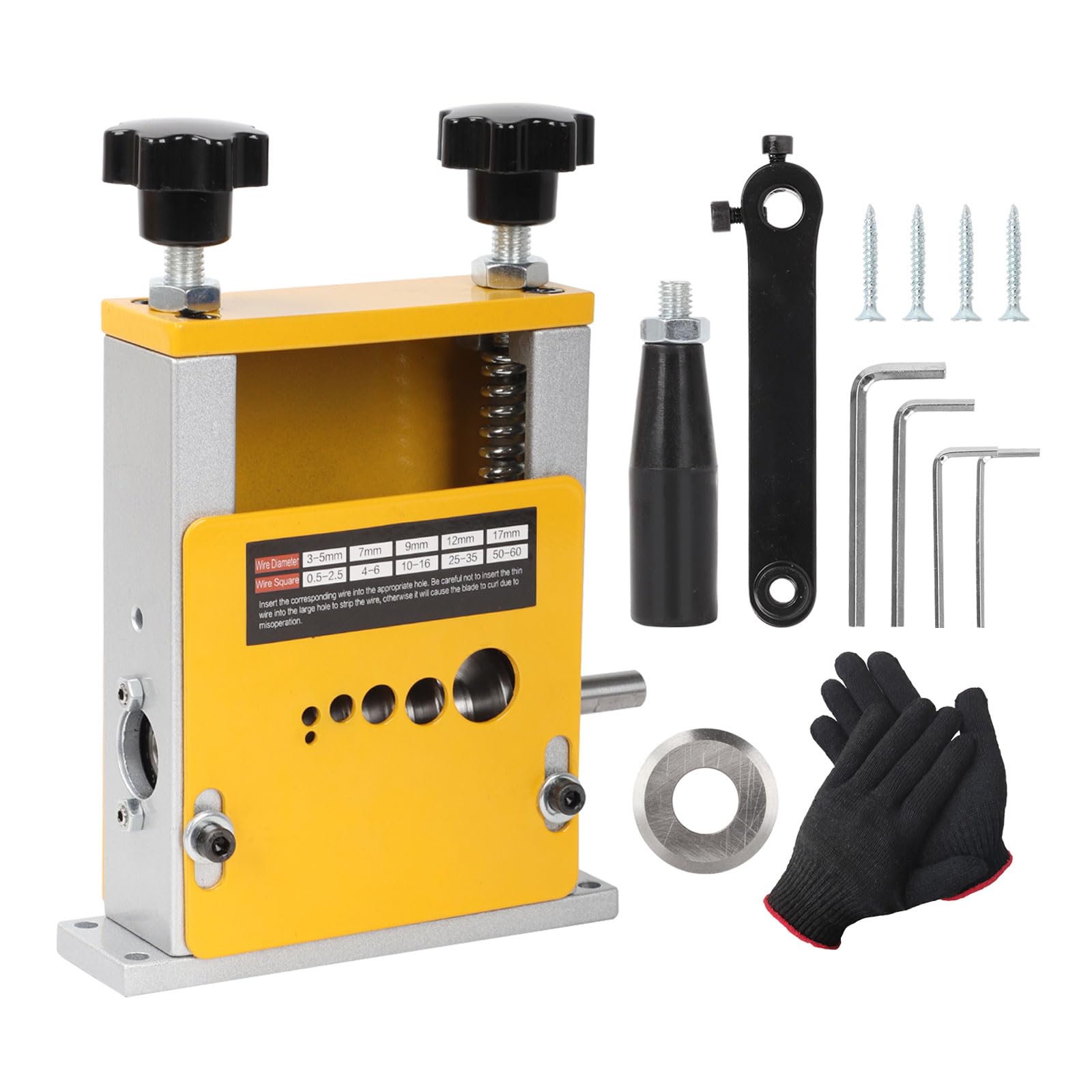 Qivine Denudeuse de Cable Electrique, Machine a Denuder le Cuivre avec 6 Trous et 6 Canaux pour Câble de 3-17 mm, Denudeur Cable Electrique avec Manivelle ou Perceuse, pour le Recyclage des Fils
