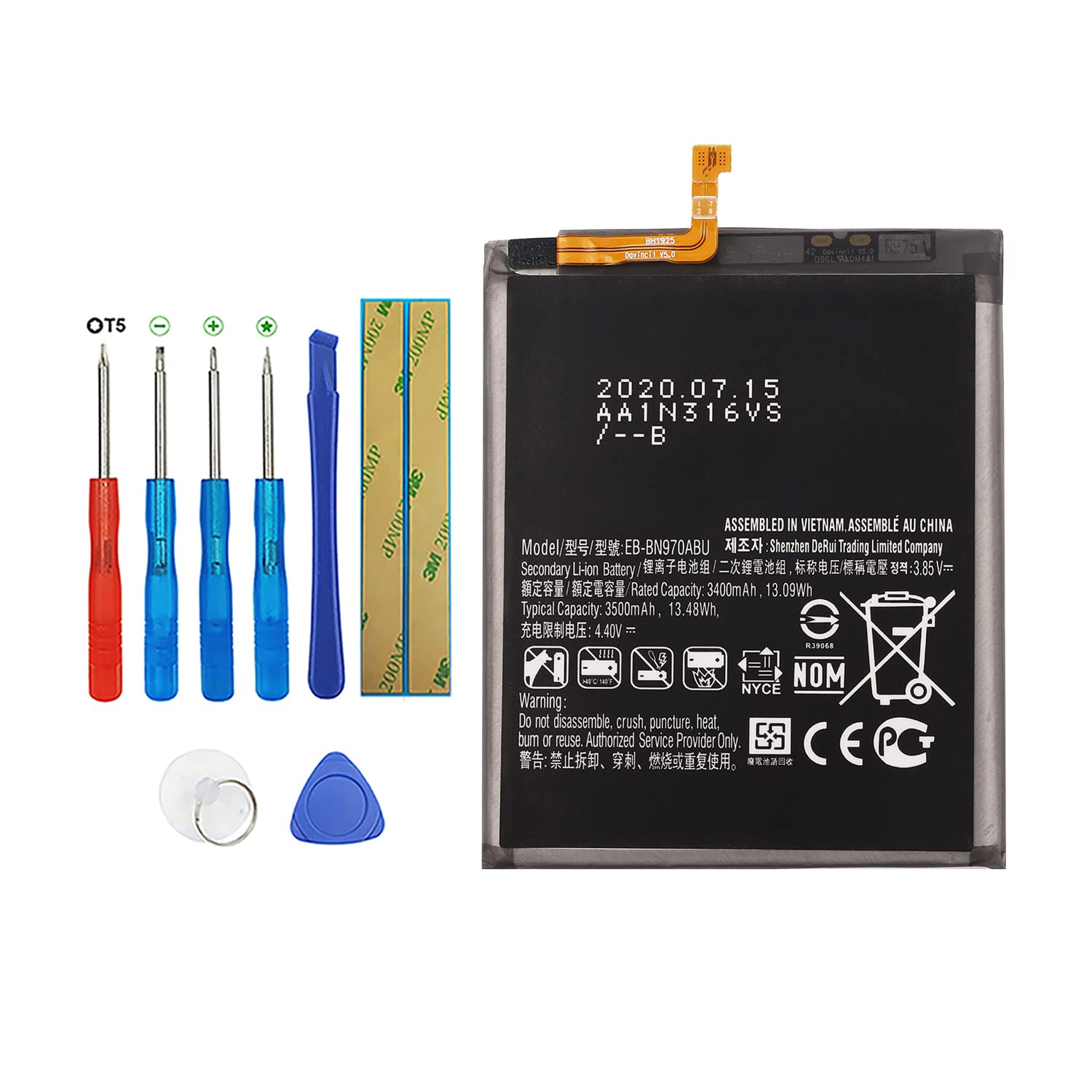 Vvsialeek EB-BG970ABU 3000mAh Replacement Battery Compatible with Galaxy S10E S10 E SM-G970F SM-G970U SM-G970W with Toolkit