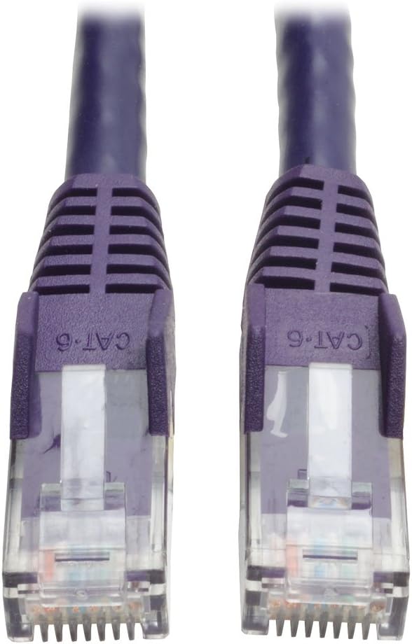 Tripp Lite Cat6 Gigabit Ethernet Snagless Molded Patch Cable 24 AWG 550MHz Premium UTP, Purple, RJ45 M/M 50' (N201-050-PU)