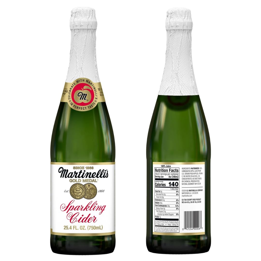 Amazon.com : Martinelli's Sparkling Apple Cider – Premium Non-Alcoholic Carbonated Apple Juice, 25.4 fl oz Glass Bottles, 6 Pack : Grocery & Gourmet Food