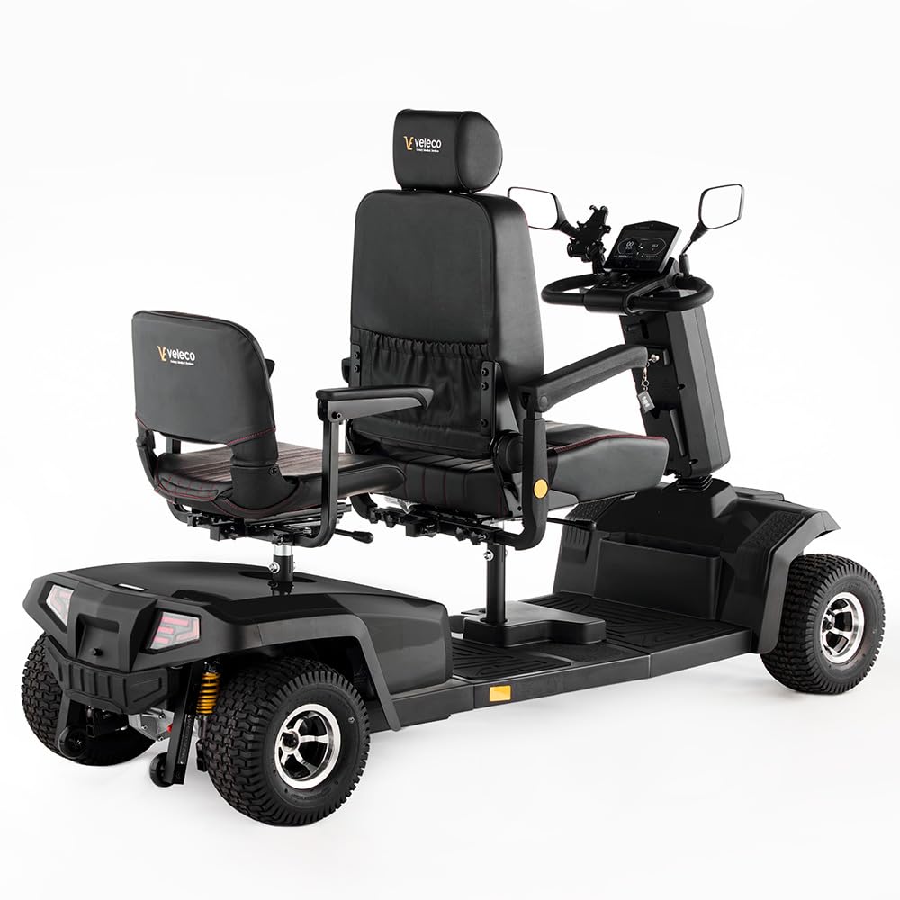 VELECO SHARPY TWIN – Vehículo eléctrico de cuatro ruedas y dos asientos con potente motor y batería de larga duración. (Negro)