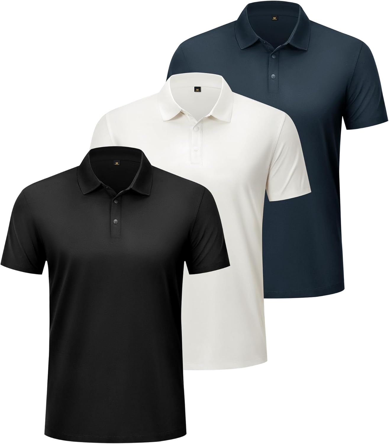DEMEANOR 3 Pack Polo Shirts for Men Short Sleeve Dry Fit Moisture Wicking Casual Summer Golf Collared Shirt