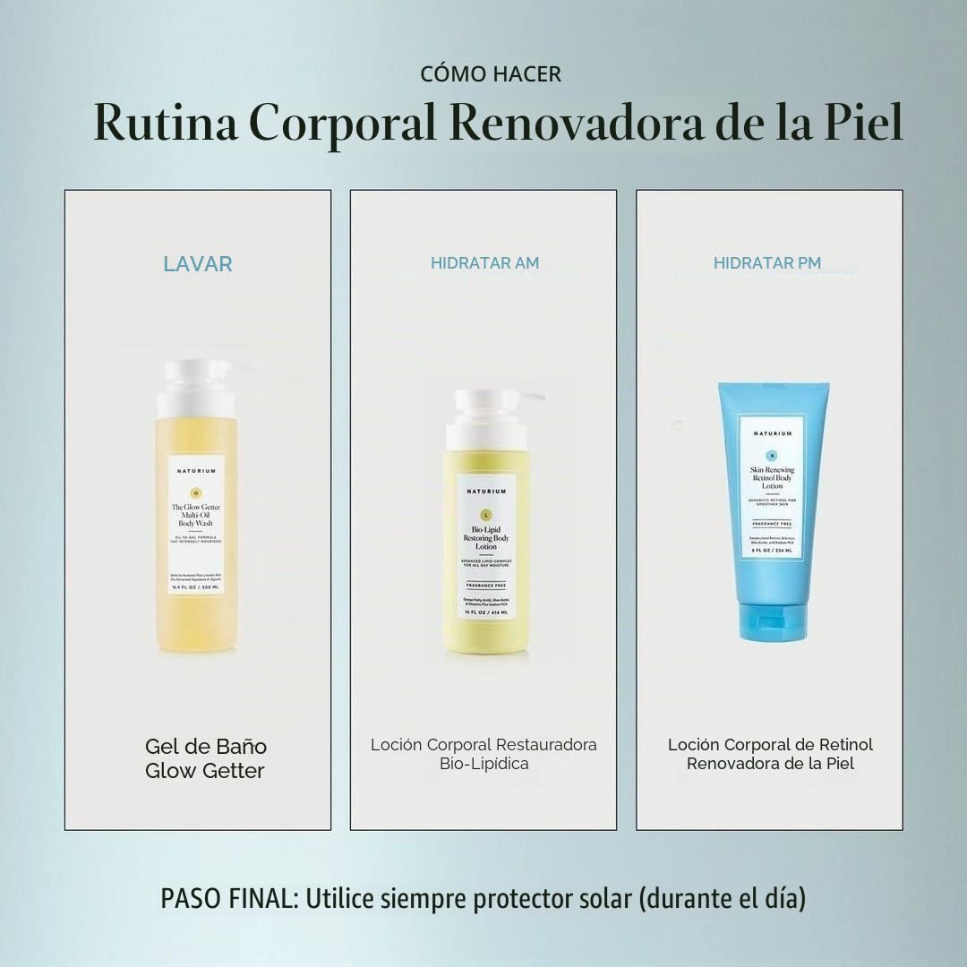 Naturium Loción corporal renovadora de piel con retinol, tratamiento reafirmante avanzado antienvejecimiento, con retinol encapsulado y manteca de karité, 236 ml