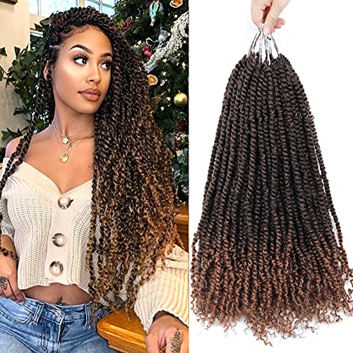 Pretwisted Passion Twist Crochet Hair,20 Inch 6 Packs(120 Strands)Ombre Pre twisted/Looped Passion Twist Hair For Black Women,Curly Crochet Braids,Synthetic Twist Hair Extension(20",T1B/30#)