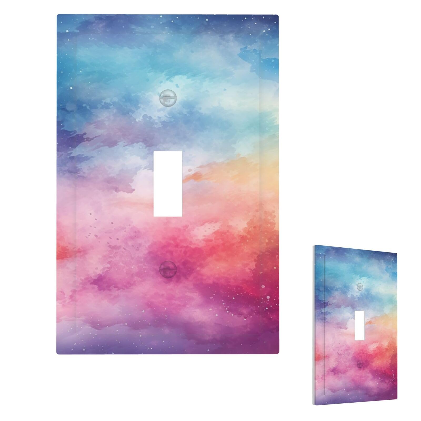 Watercolor Background Wall Plate Cover Single Toggle, Modern Decorative Light Switch Cover Unbreakable Receptacle Outlet Covers for Living Room Bedroom Decor