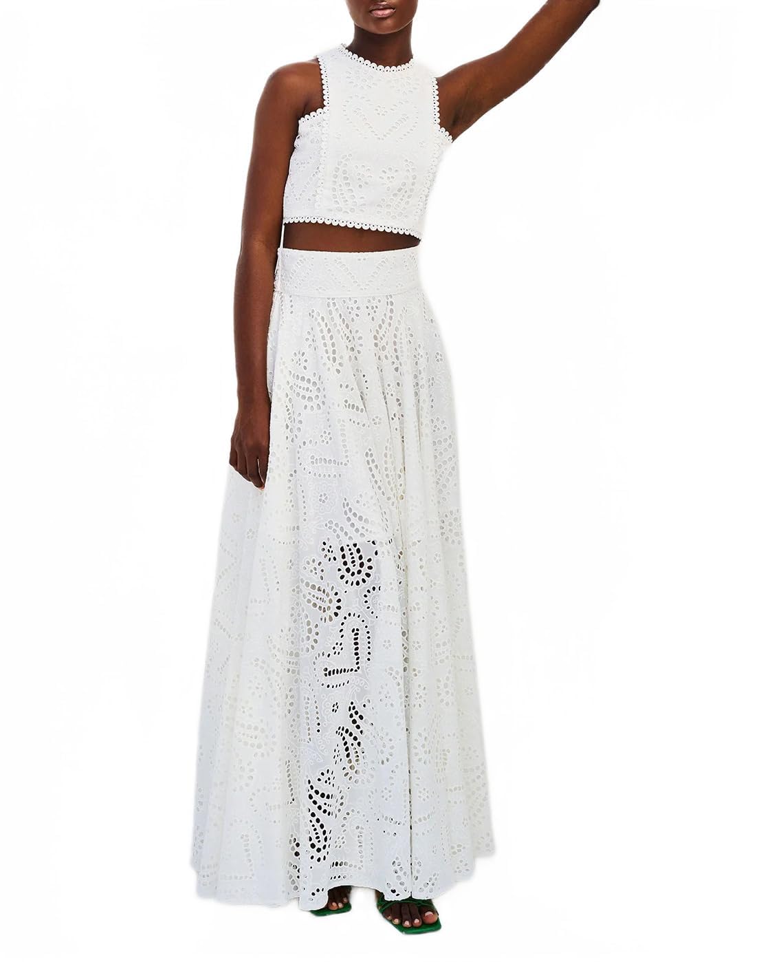 Completo estivo da donna, 2 pezzi, canotta, crop top, gonna lunga, senza maniche, con tasca, abito da festa, set alla moda