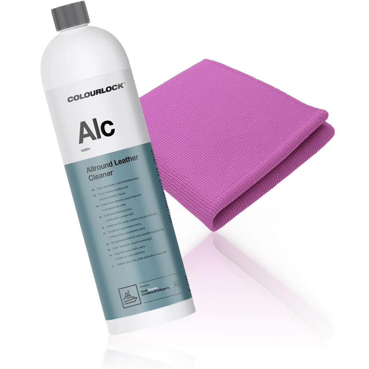 wortek Lederreinigungsset aus Koch Chemie Allround Leather Cleaner 1L ALC inkl Microfaser Poliertuch Boot Leder Pflege Schiff Leder Reinigung Yacht Leder Reiniger