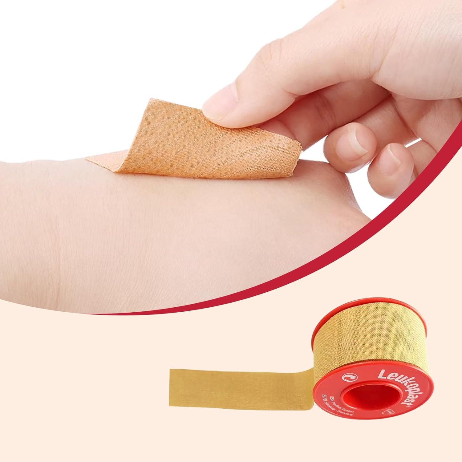 Leukoplast - Rollo de apósito de fijación (2,5 cm x 5 m, con anillo protector, rollo de yeso adhesivo Leukosilk, cinta médica para fijación de vendajes (12 unidades)