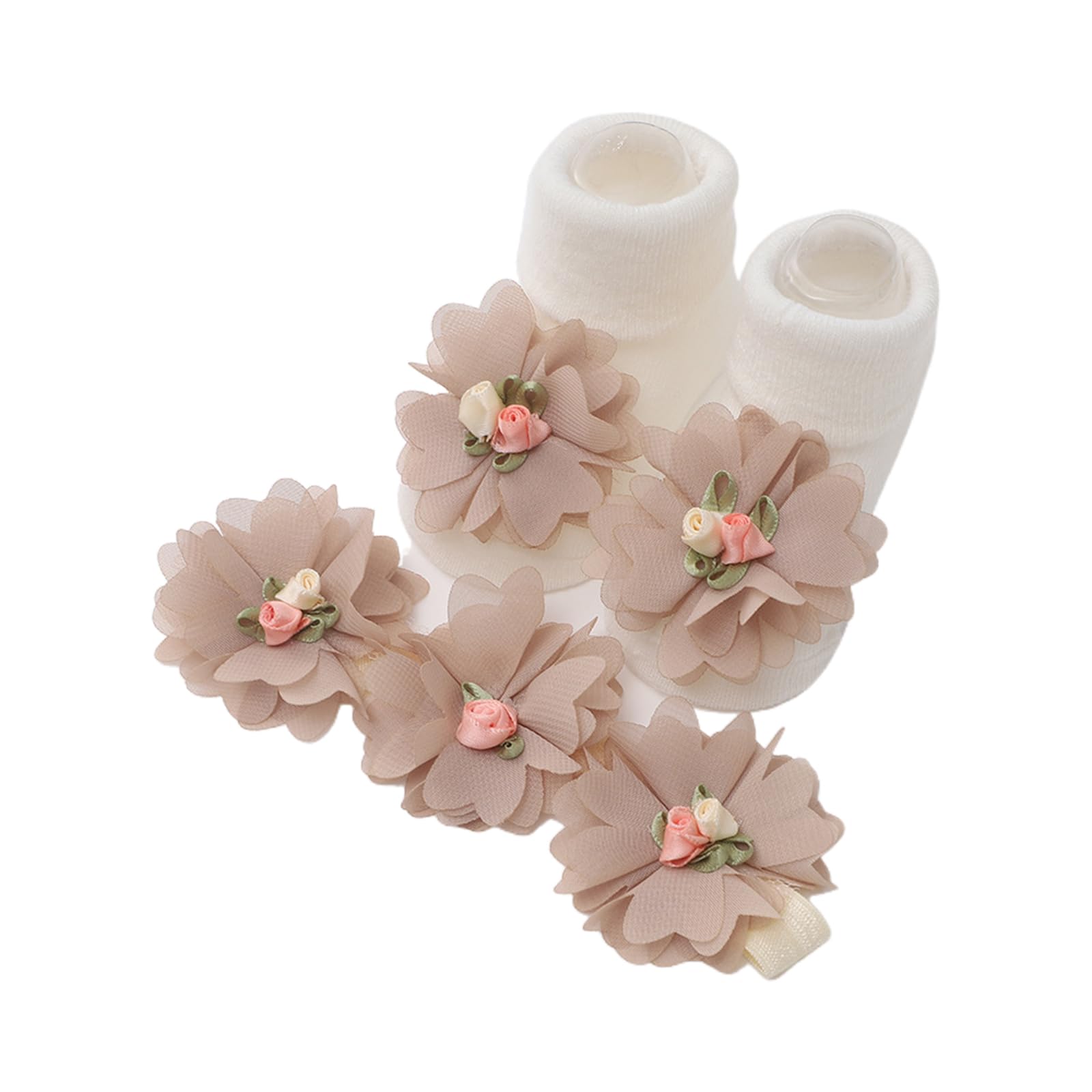 Trendy Baby Gift Set Newborn Headband & Socks Stylish Baby Lace Flower Socks Hair Headband Set Elegant Newborn Princess Party