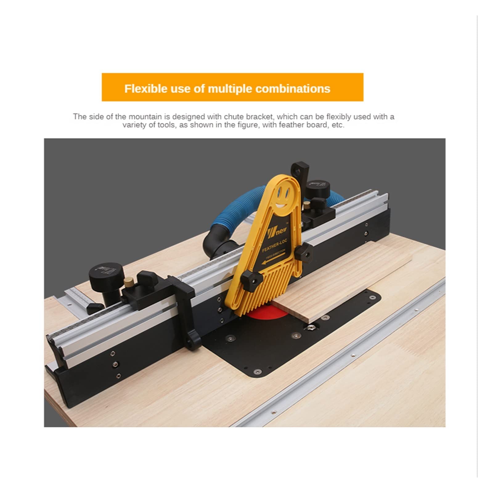 Router System ogrodzeń stołowych 700 mm Profil aluminiowy T-tracks Przesuwne ogrodzenie z osłoną bitów, regulowanym ogranicznikiem i portem przeciwpyłowym,Solidny komponent