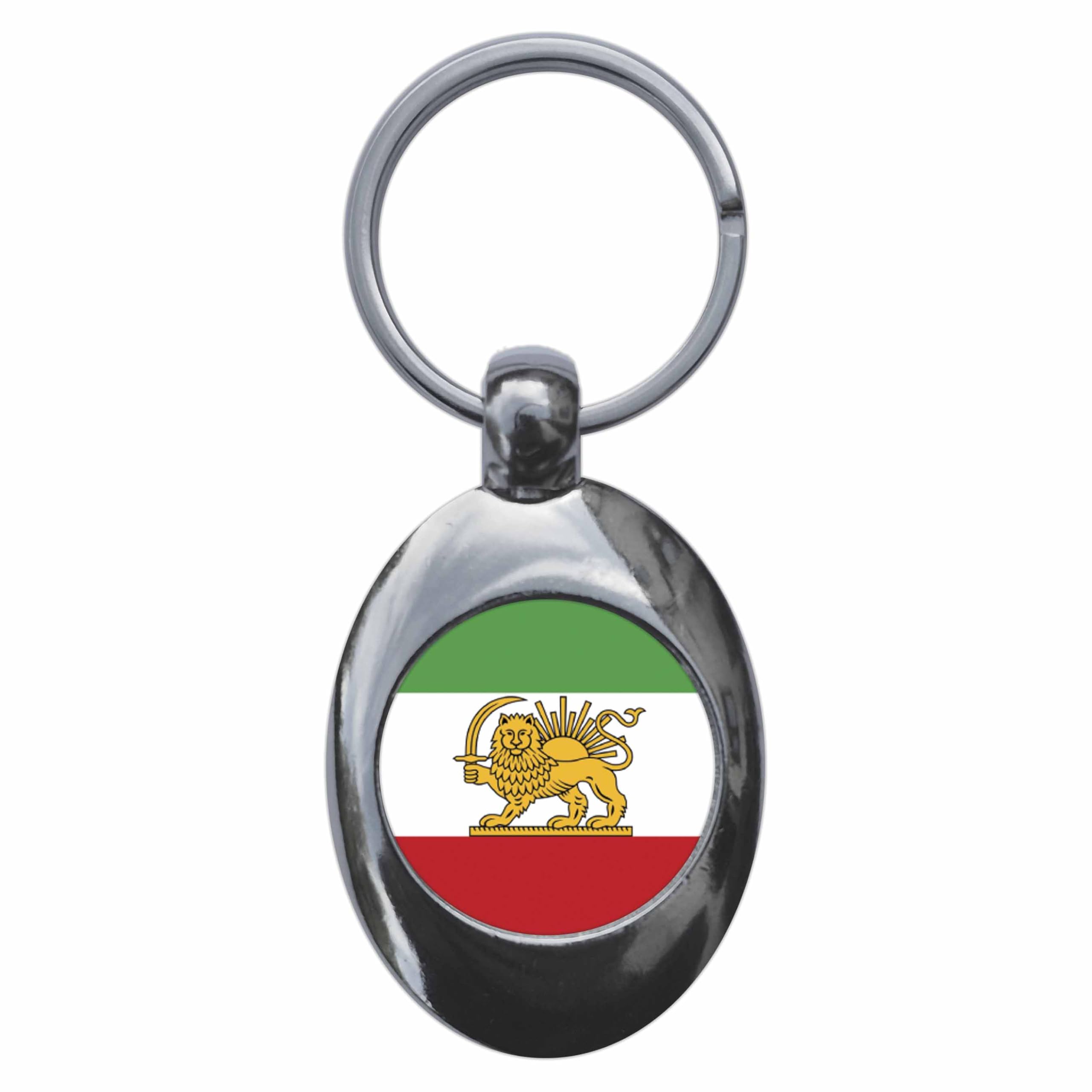 Ozorath Iran Royal Persian Lion Flag Keyring Keychain With Trolley Coin