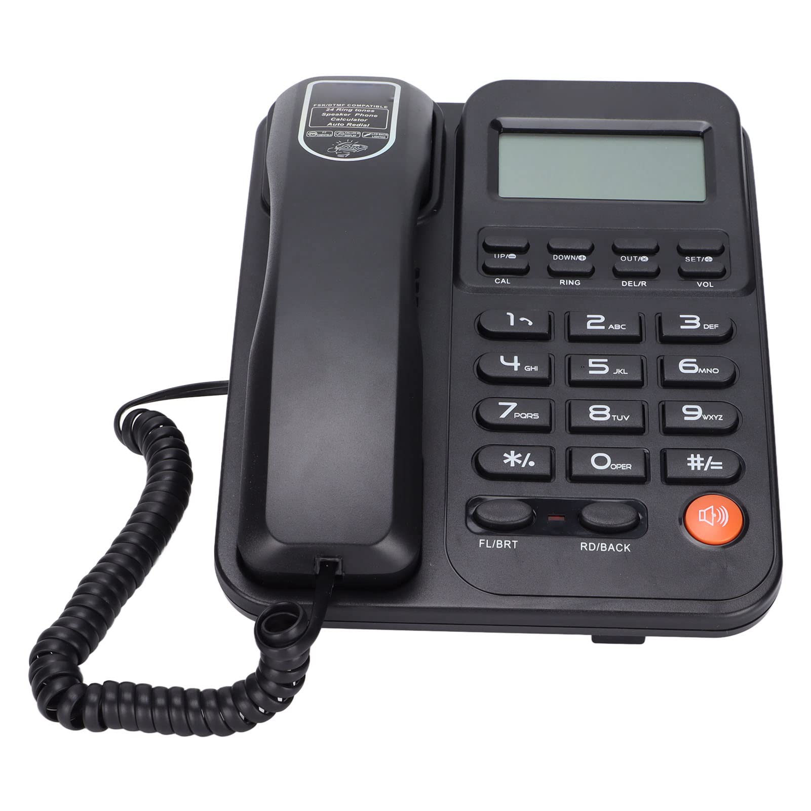 Desktop Corded Telephone, Wired Telephone for Hotel, Hd Display Caller ID Phone Landline Fixed Telephones Landline, Support 24 Ringtones, Ringer Volume Adjustable, FSK/DTMF Compatible(Black)
