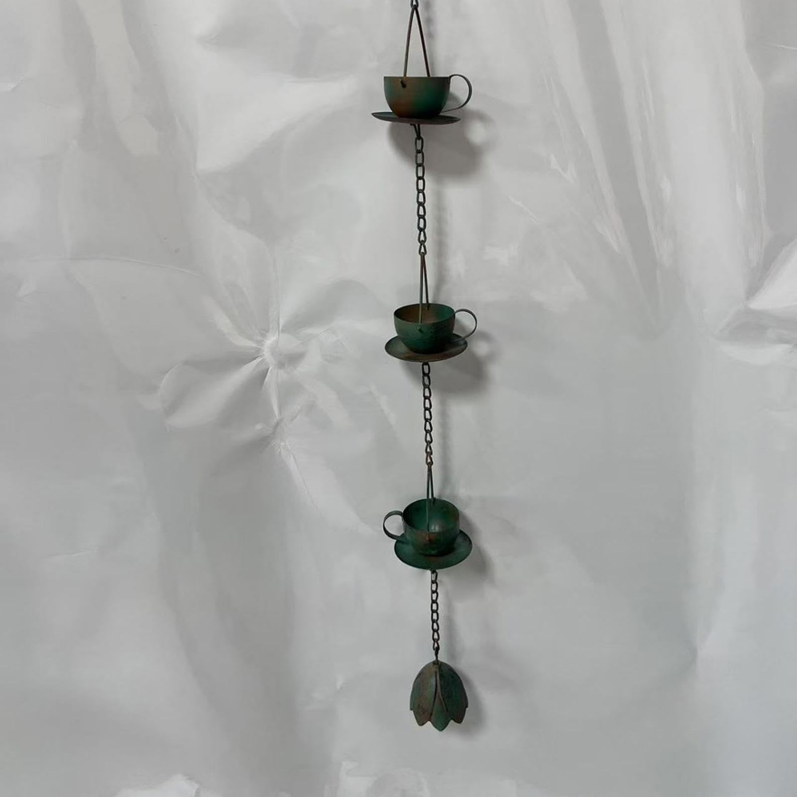 perfk Catena raccogli Pioggia per grondaie, Catena raccogli Pioggia per grondaie, 94 cm, in Ferro, di Ricambio, Decorativa per Gazebo, Cortile Esterno