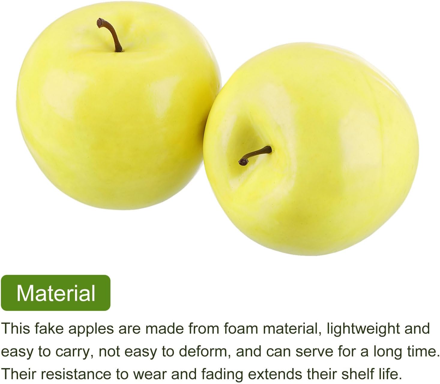 uxcell 6Pcs Artificial Apples Faux Apples Bulk, Fake Apples Lifelike Simulation Fruit for Home Kitchen Party Christmas Photography Decoration, Yellow
