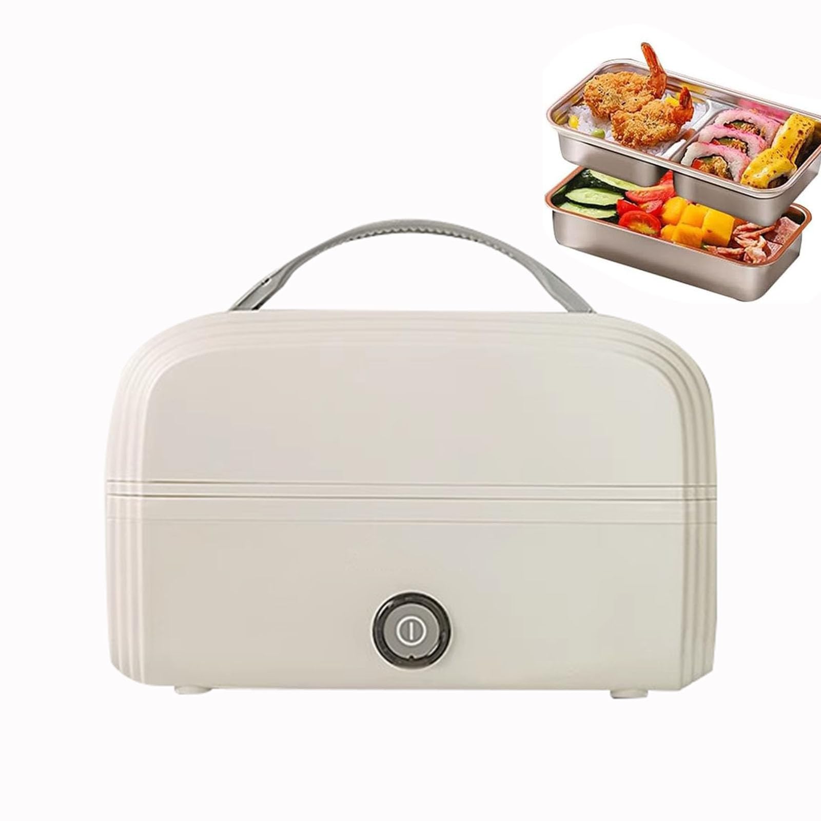 Lunch Box Elettrico, Bento Box Riscaldato A Tenuta Stagna per Adulti, Lunch Box Portatile con Isolamento A 3 Scomparti, Scaldavivande in Acciaio Inox per Casa E Ufficio, 300W, Bianco
