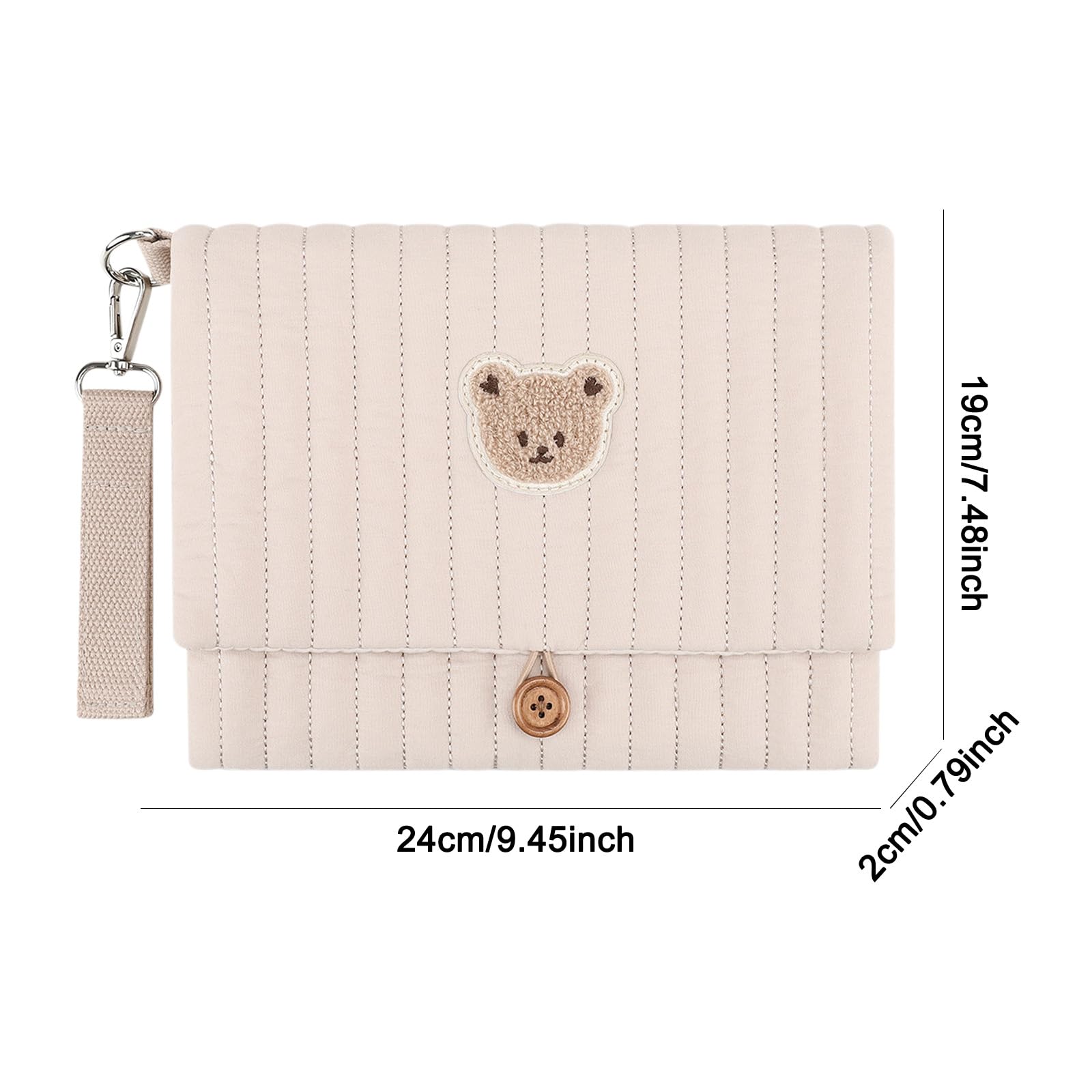 Simpatico Borsa per pannolini con orsetto ricamato, tasche multiple, organizer per passeggino