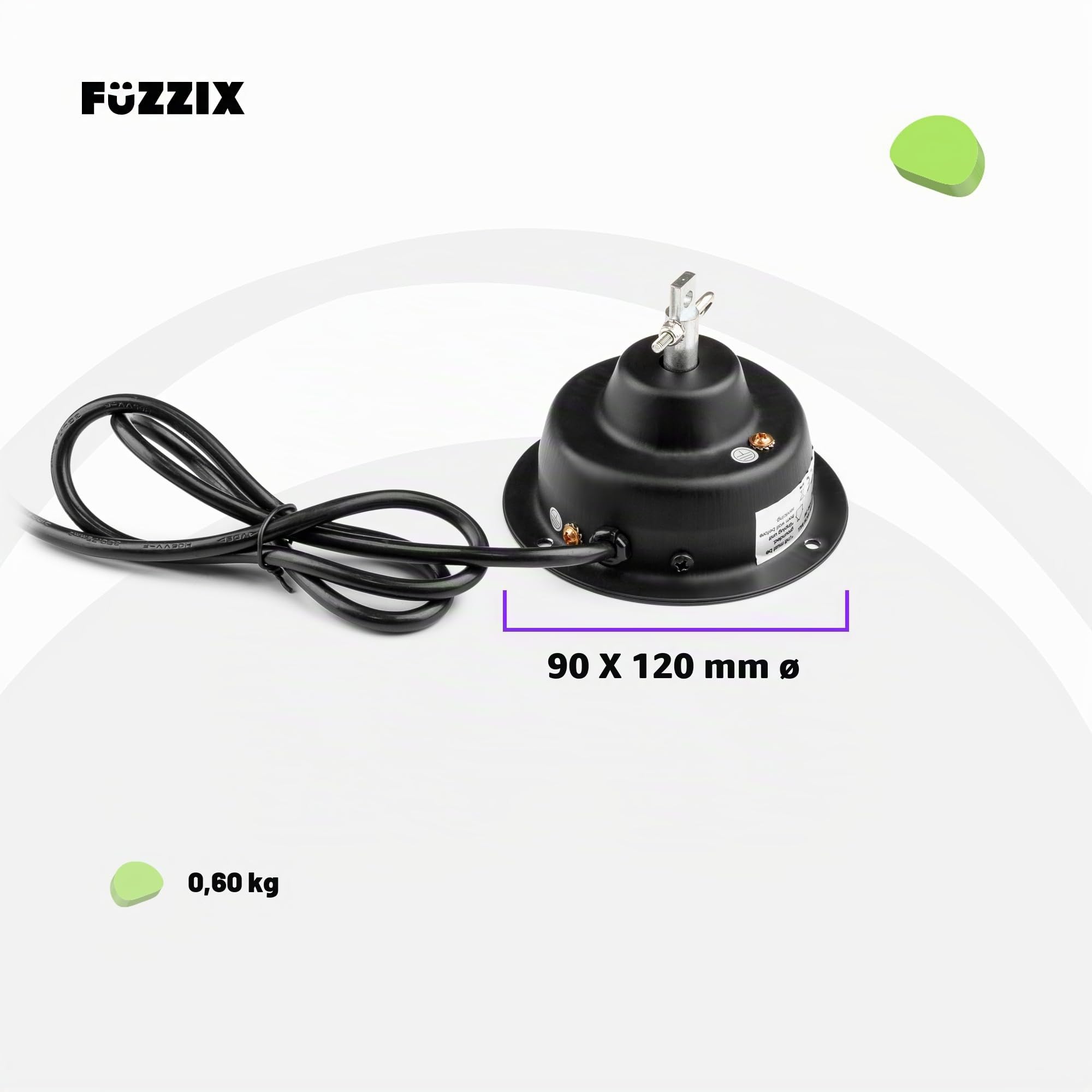 Fuzzix MBM400 Motor para Bola de Discoteca, Motor con Cable para Bola de Espejos, 3 rpm, Motor Giratorio para Bolas de Discoteca, Montaje en techo. Accesorios para fiestas y Bolas de Discoteca.