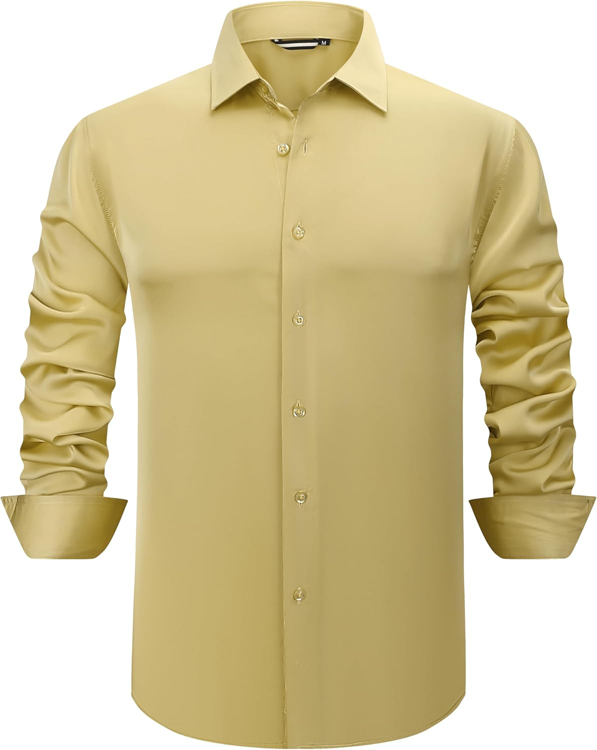 Alex Vando Mens Luxury Satin Dress Shirt Long Sleeve Silk Shiny Sateen Party Shirt