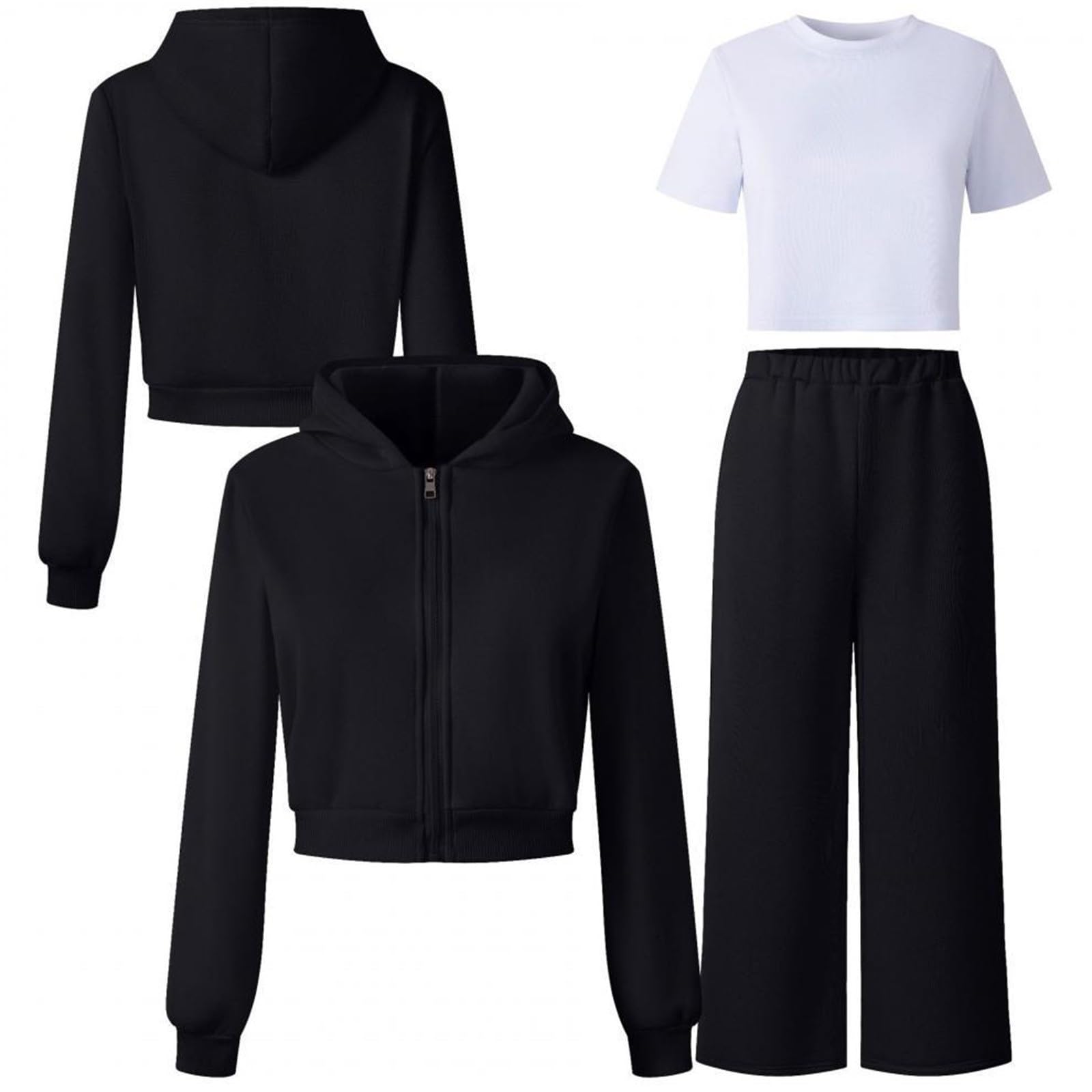 Tuta da ginnastica in pile con cappuccio da 2 pezzi per bambine, morbida e comoda, con maglia a maniche lunghe e pantaloni, per giocare e per un abbigliamento casual.
