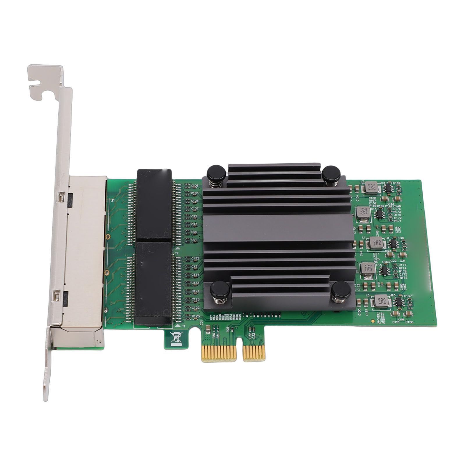 Ausla Scheda di Rete PCIe X1 a 4 Porte, Scheda Adattatore di Rete Gigabit Ethernet PCB con Chip 82571, 4 Porte RJ45 10 100 1000Mbps, Basso Carico della CPU per PC Industriali Server Desktop