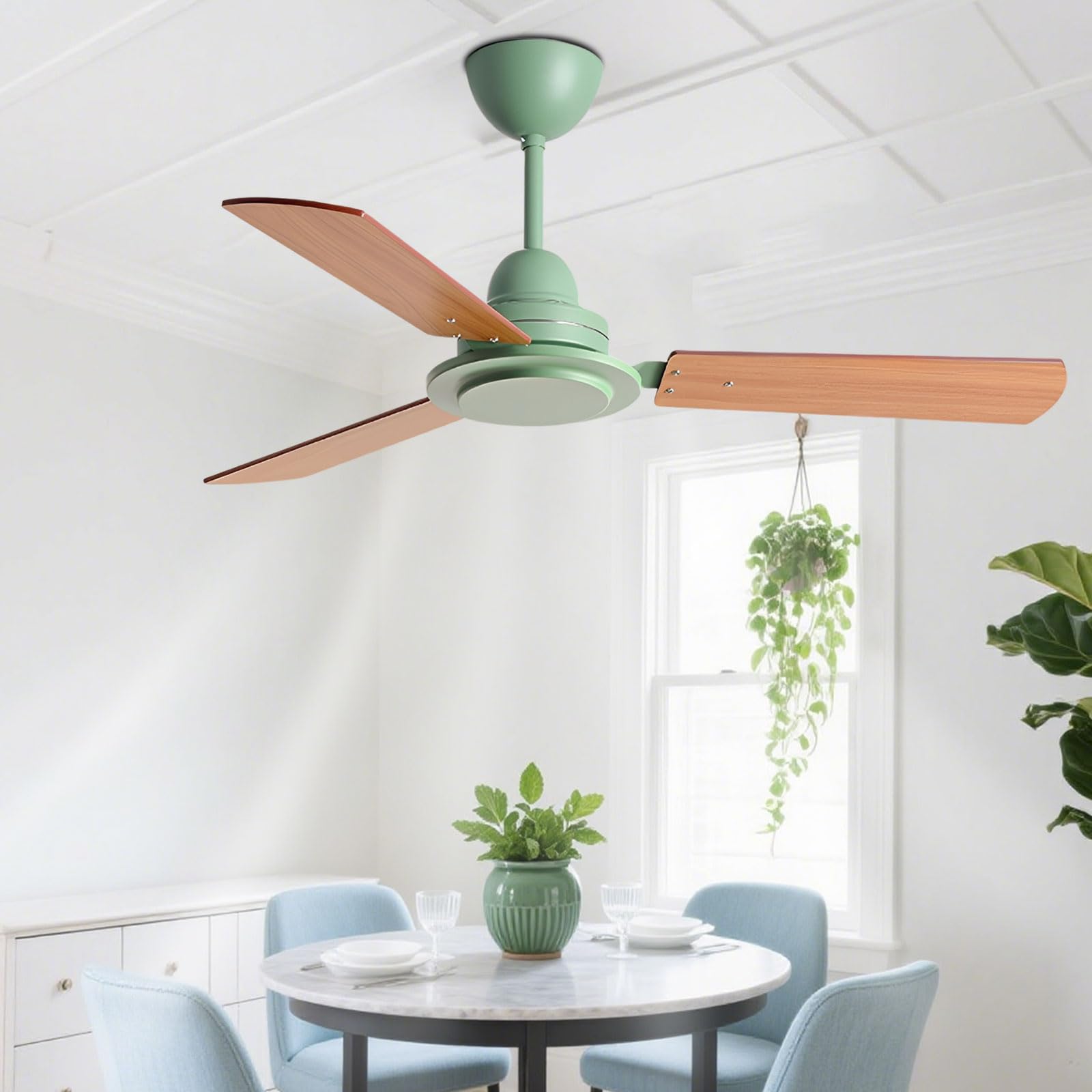 SXDMOUBK Modern Wood Ceiling Fan Indoor Quiet Fans With Remote Control 6 Speeds, Reversible DC Motor No Light For Bedroom, Dining Room, Patio,