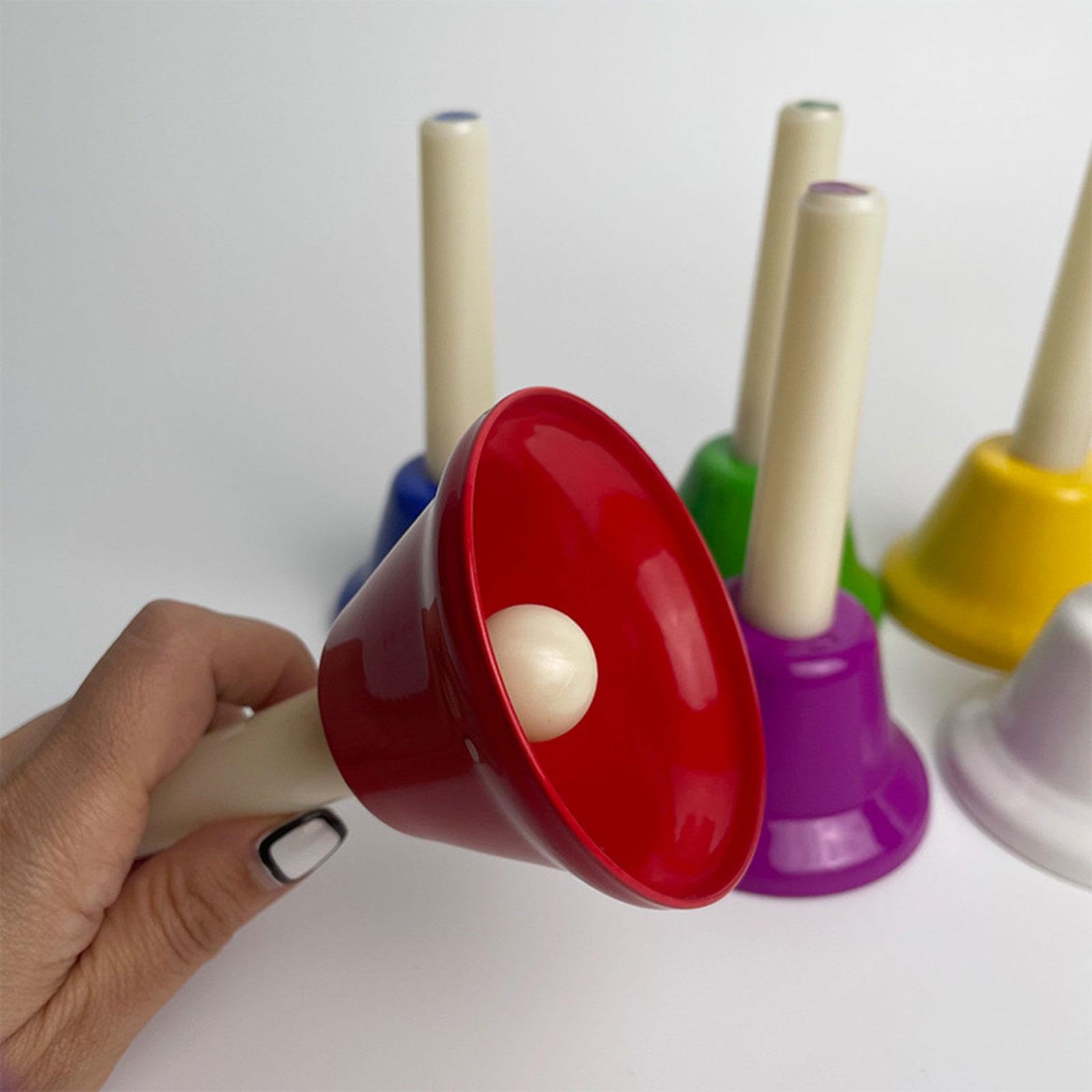 Set di 8 Campanelli a Mano, Campanelli Diatonici in Metallo, Campanelli a Mano Colorati, Strumento Musicale per Coro, Adulti, Aule, Bambini, Attività
