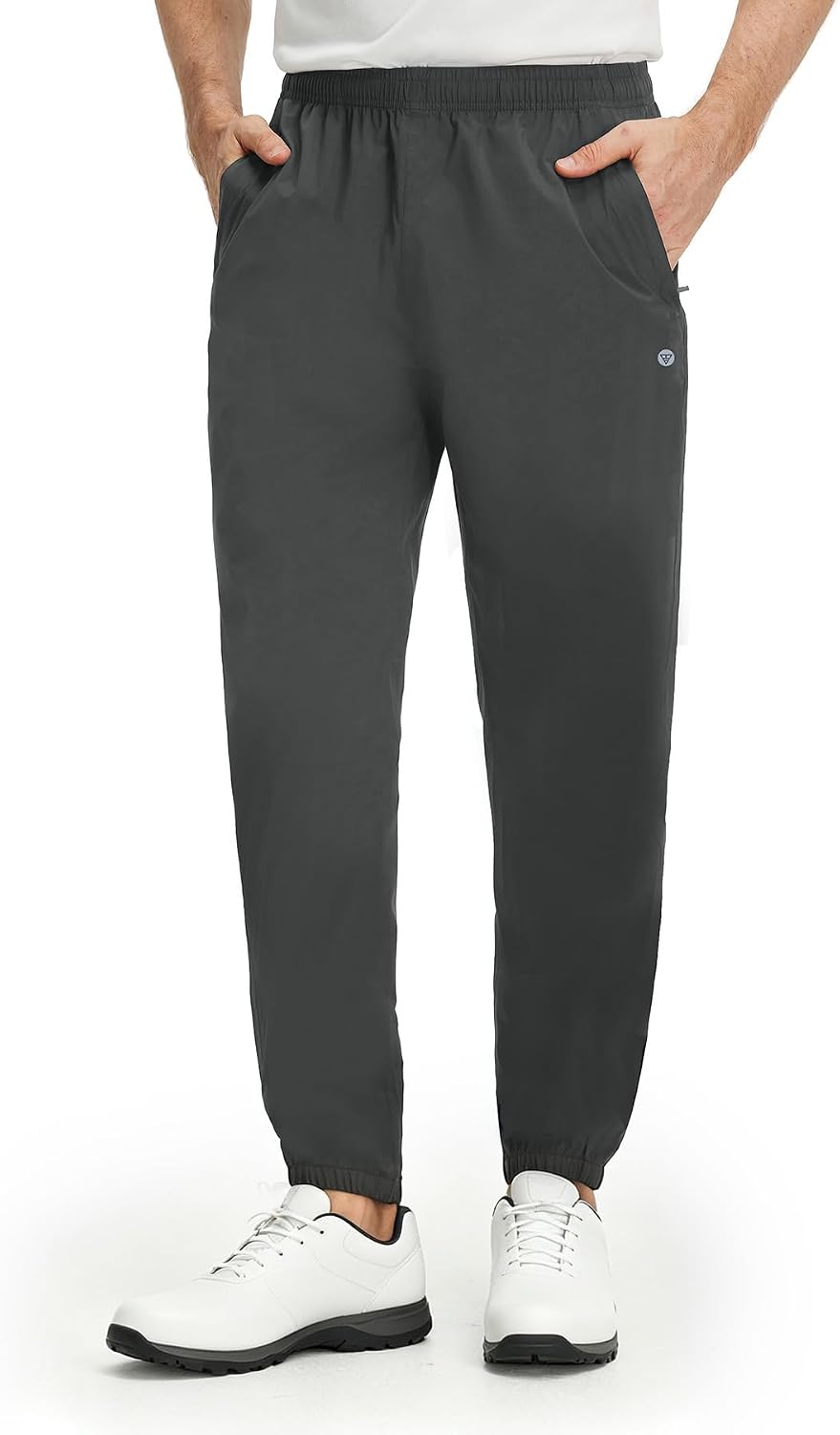 M MAELREG Mens Golf Rain Pants, Waterproof Lightweight Outdoor Hiking Jogger with Zipper Pockets