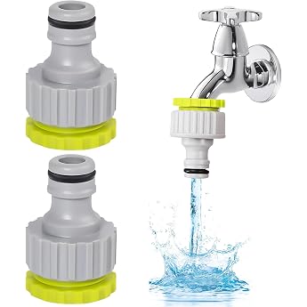 2 x tap connector hose connection for 1/2 inch 3/4 inch 2-in-1 tap connector tap connection adapter suitable for garden kitchen car wash and irrigation hose connections