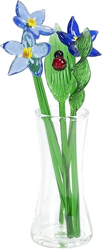 Red Co. Ramo de flores decorativas de cristal encantador con jarrón, caja de regalo - Gloria de la mañana