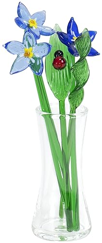 Red Co. Decorative Glass Lovely Flower Bouquet with Vase, Gift