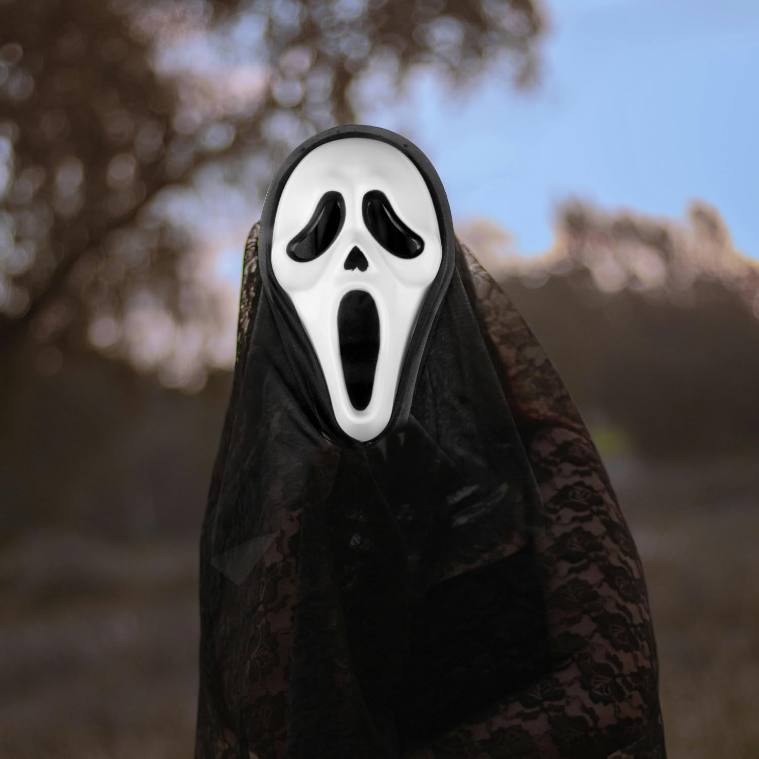 Rumyve Scary Ghost Face Mask - Halloween Scream Ghostface Mask for Cosplay & Party Decorations, 28*20cm - Image 4