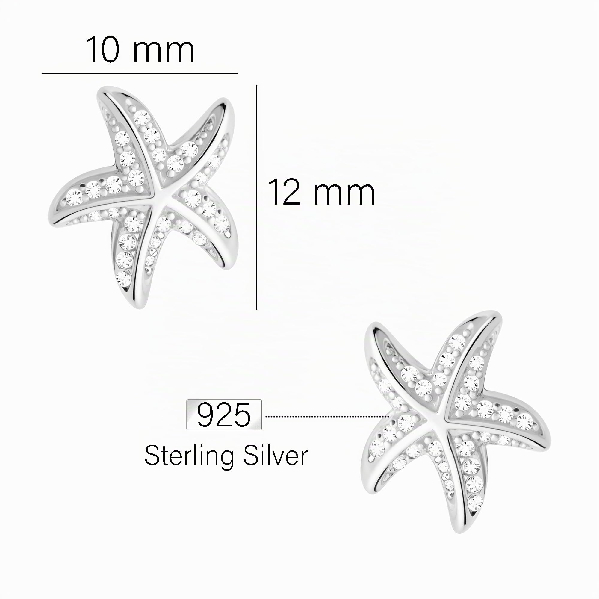 SOFIA MILANI - Pendientes para Mujeres en Plata de Ley 925 - Con Circonitas - Pendiente de Botón de Estrella de Mar
