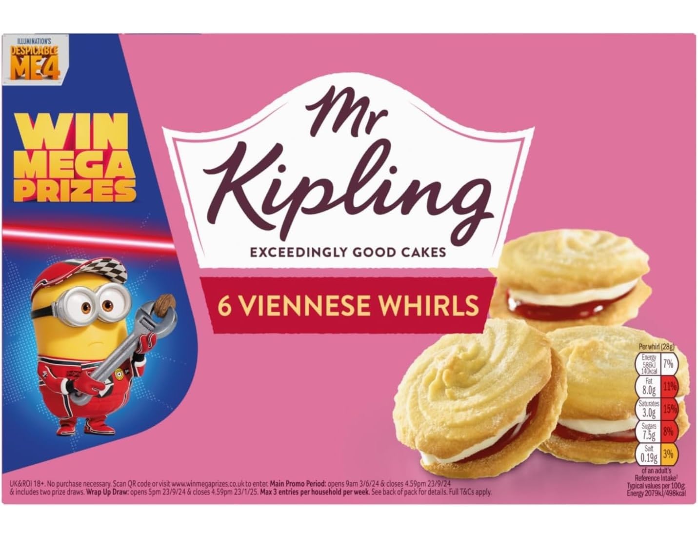 Mr KiplingViennese Whirls Cakes, 6 Pack