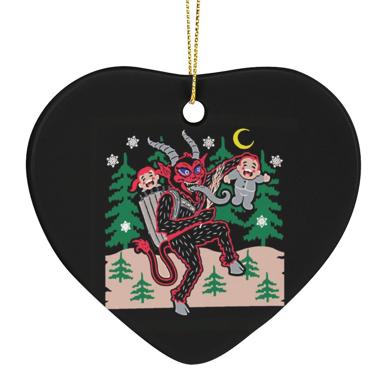 Merry Krampus Christmas Decorations Heart Shaped Xmas Hanging Ornament for Christmas Tree Party