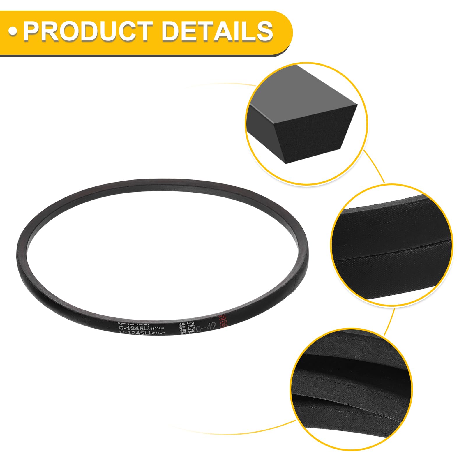 QUARKZMAN C49 Cinghia A V 49 Pollici (1245mm) Circonferenza Interna x 22mm Larghezza x 14mm Altezza, Cinghia A V In Gomma Per Trasmissione Di Potenza