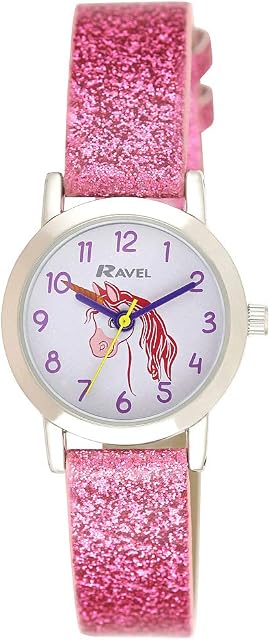 Ravel Pink Glitter Girls Watch - Analogue Quartz